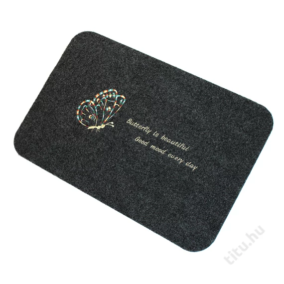 Csúszásmentes lábtörlő szennyfogó szőnyeg hímzett - pillangó mintával szürke
